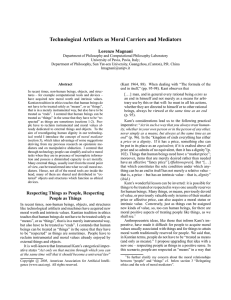 Technological Artifacts as Moral Carriers and Mediators Lorenzo Magnani