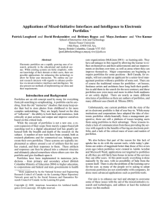 Applications of Mixed-Initiative Interfaces and Intelligence to Electronic Portfolios Patrick Lougheed