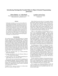 Introducing Ontologically Founded Roles in Object Oriented Programming: powerJava Matteo Baldoni