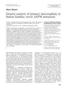 Genetic analysis of primary microcephaly in Indian families: novel ASPM mutations