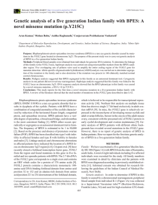 Genetic analysis of a five generation Indian family with BPES:... novel missense mutation (p.Y215C) Arun Kumar, Mohan Babu,