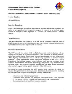 Course Description Hazardous Materials Response for Confined Space Rescue (CSR)