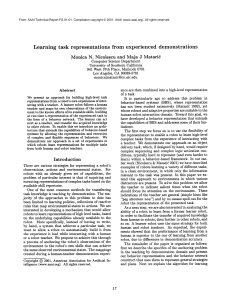 Learning  task  representations from  experienced  demonstrations