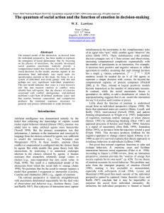 The quantum of social action and the function of emotion... W.F.  Lawless Abstract