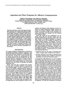 Appraisal and  Filter Programs for  Affective