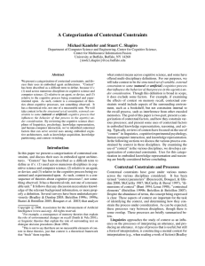 A Categorization of Contextual Constraints Michael Kandefer and Stuart C. Shapiro