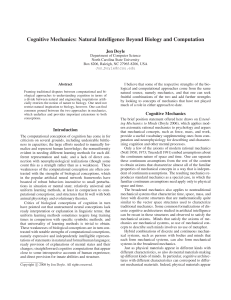 Cognitive Mechanics: Natural Intelligence Beyond Biology and Computation Jon Doyle