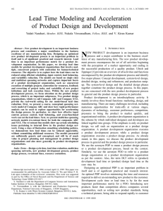 N Lead Time Modeling and Acceleration of Product Design and Development Yadati Narahari,