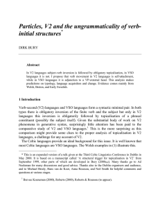 Particles, V2 and the ungrammaticality of verb- initial structures * DIRK BURY