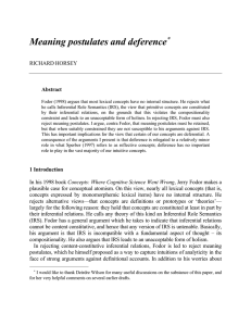 Meaning postulates and deference ∗ RICHARD HORSEY Abstract