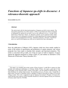 Functions of Japanese relevance-theoretic approach * MASAHIRO KATO