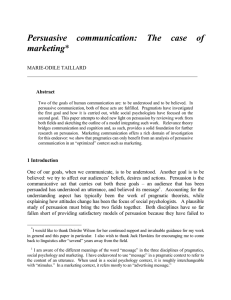 Persuasive communication: The case of marketing MARIE-ODILE TAILLARD Abstract
