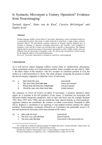 Is Syntactic Movement a Unitary Operation? Evidence from Neuroimaging  Zarinah  Agnew