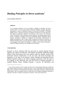 Binding Principles in Down syndrome  * ALEXANDRA PEROVIC