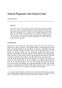 Natural Pragmatics and Natural Codes  * TIM WHARTON