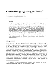 Compositionality, copy theory, and control  * ANNABEL CORMACK &amp; NEIL SMITH