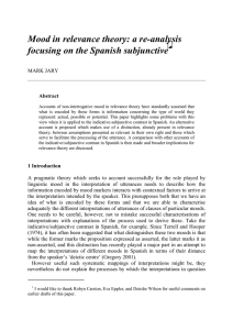 Mood in relevance theory: a re-analysis focusing on the Spanish subjunctive  ∗∗∗∗