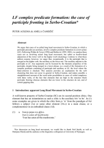 LF complex predicate formation: the case of participle fronting in Serbo-Croatian