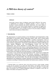 A PRO-less theory of control  VIKKI JANKE Abstract