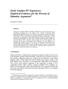 Early Catalan OV Sequences: Empirical Evidence for the Poverty of Stimulus Argument