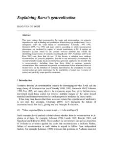 Explaining Barss's generalization  HANS VAN DE KOOT Abstract