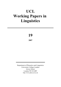 UCL Working Papers in Linguistics 19