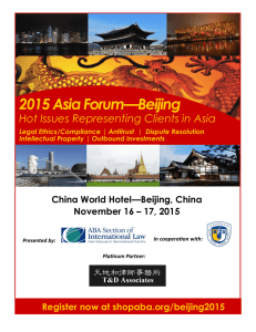 2015 Asia Forum—Beijing Hot Issues Representing Clients in Asia