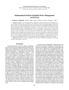 Mathematical Tools for Irrigation Water Management An Overview International Water Resources Association
