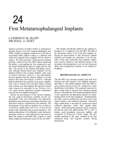 24 First Metatarsophalangeal Implants LAWRENCE M. OLOFF MICHAEL A. FEIST