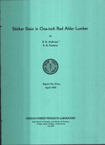 in in One-inch Red Alder Lumber Sticker Sta Report No. D-3 April 1954