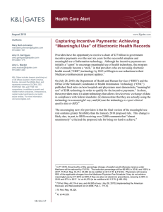 Health Care Alert Capturing Incentive Payments: Achieving