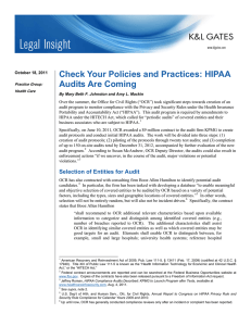 Check Your Policies and Practices: HIPAA Audits Are Coming