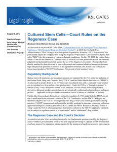 Cultured Stem Cells—Court Rules on the Regenexx Case