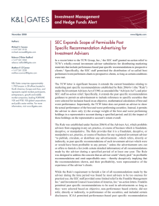 Investment Management and Hedge Funds Alert SEC Expands Scope of Permissible Past