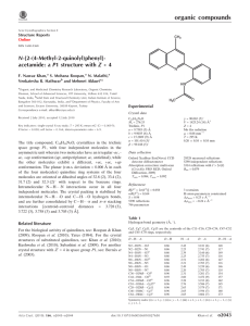 N-[2-(4-Methyl-2-quinolyl)phenyl]- acetamide: a P1 structure with Z = 4
