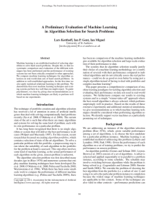 A Preliminary Evaluation of Machine Learning