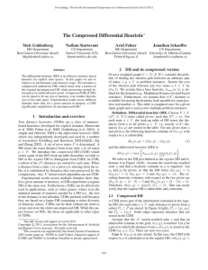 The Compressed Differential Heuristic Meir Goldenberg Nathan Sturtevant Ariel Felner