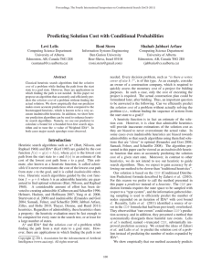 Predicting Solution Cost with Conditional Probabilities Levi Lelis Roni Stern Shahab Jabbari Arfaee