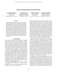 Degrees of Separation in Social Networks Reza Bakhshandeh Mehdi Samadi Zohreh Azimifar