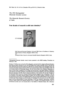The  1993 Distinguished Materials  Scientist  Lecture of  lndia