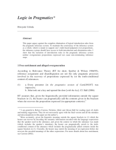 Logic in Pragmatics  Hiroyuki Uchida Abstract