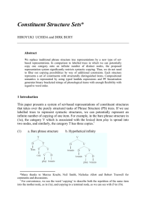 Constituent Structure Sets  HIROYUKI  UCHIDA and DIRK BURY Abstract