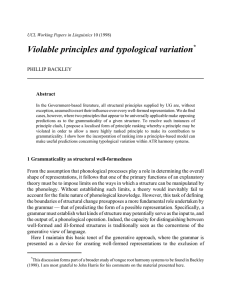 Violable principles and typological variation * PHILLIP BACKLEY Abstract