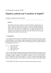 Negation, polarity and V positions in English *
