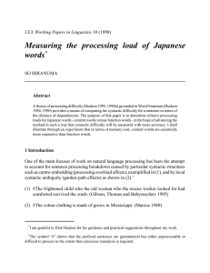 Measuring the processing load of Japanese words * UCL Working Papers in Linguistics