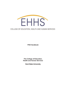 Kent State University PHD Handbook The College of Education,