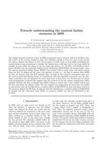 Towards understanding the unusual Indian monsoon in 2009 and Sulochana Gadgil