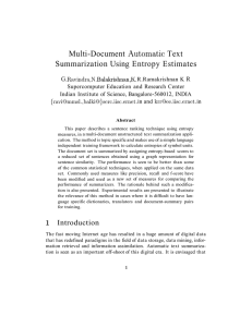 Multi-Document  Automatic Text Summarization Using  Entropy Estimates G.