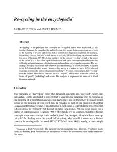 Re–cycling in the encyclopedia * RICHARD HUDSON and JASPER HOLMES Abstract