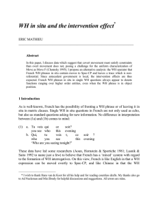 WH in situ and the intervention effect * ERIC MATHIEU ____________________________________________________________________